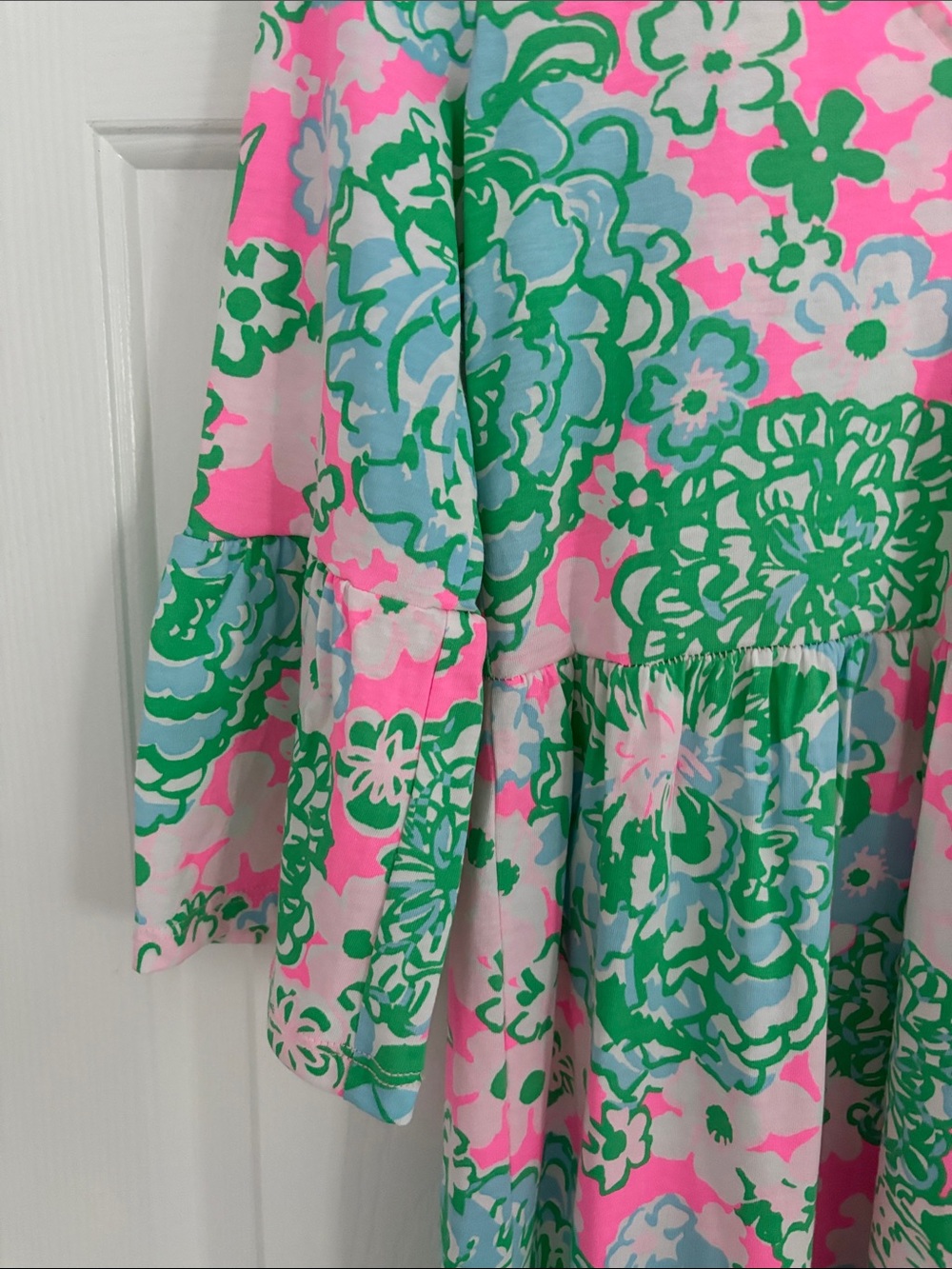 Lilly Pulitzer Pink, Green & Light Blue Floral V-Neck Dress - Picture 6 of 7